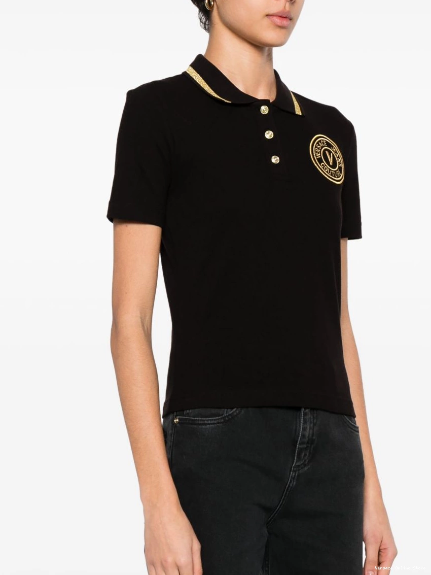 Cheap Jeans Couture Versace Women V-Emblem pique polo shirt 0327